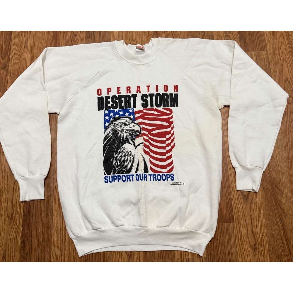 Vintage 1991 Operation Desert Storm Support Our Troops Sweatshirt Mens XL USA